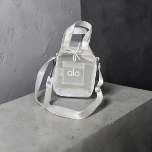 ALO Yoga White Clear Mini Mesh Crossbody Bag with Logo
